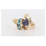 14K MULTI GEMSTONE BYPASS RING
