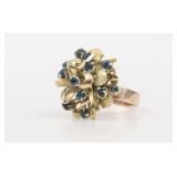 10K SAPPHIRE CLUSTER RING