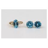 14K TOPAZ RING & EARRINGS