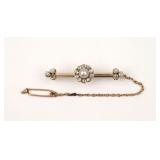 14K PEARL & DIAMOND BAR PIN