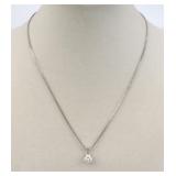 14K DIAMOND SOLITAIRE PENDANT ON CHAIN, 1.10CT