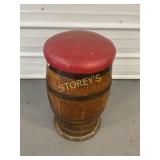 Red cushioned Wine Barrel Stool ~12 x 21