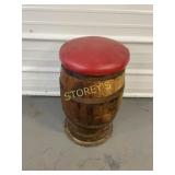 Red cushioned Wine Barrel Stool ~12 x 21