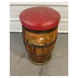 Red cushioned Wine Barrel Stool ~12 x 21
