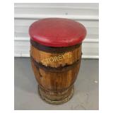 Red cushioned Wine Barrel Stool ~12 x 21