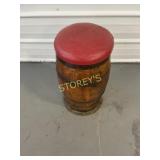 Red cushioned Wine Barrel Stool ~12 x 21