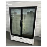 Hussman 2dr Glass Upright Cooler on Wheels