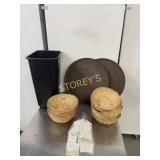 Black Trash Bin, Sugar Containers & 2 Serving