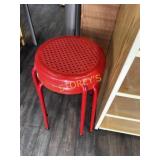 2 Plastic Red Stools - 12 x 19
