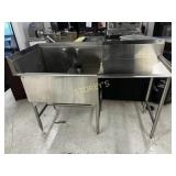 Trimen S/S Dbl Well Sink w/ Right Drain Board