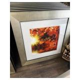 Fall Leaf Decorative Framed Picture ~25.5" sq.