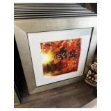 Fall Leaf Decorative Framed Picture ~25.5" sq.