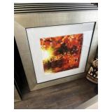 Fall Leaf Decorative Framed Picture ~25.5" sq.