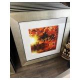 Fall Leaf Decorative Framed Picture ~25.5" sq.