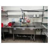 S/S Triple Well Sink w/ Pre Rinse Hose & Right ,