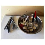 2 S/S Mixing Bowls w/ Tongs, Slicer, Scoops, etc.