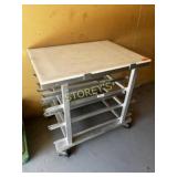 Mobile Tray Cart w/ Cutting Board Top ~25 x 34 x 3
