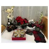 Box of Asst Christmas D�cor; Lights, Table Linens, Box of Asst Christmas D�cor; Lights, Table Linens,