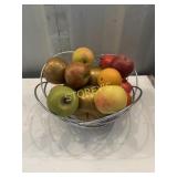 Metal Fruit Bowl & Faux Fruit Metal Fruit Bowl & Faux Fruit