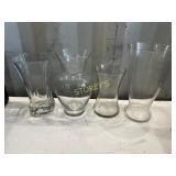 4 Asst Glass Vases 4 Asst Glass Vases