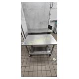 S/S Work Table on Wheels - 48 x 30 x 34
