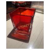 LG Qty of Red Glass Candle Holders