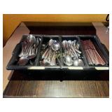 Cutlery Bin w/ LG Qty of Asst Spoons & Knives
