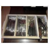Cutlery Bin w/ LG Qty of Forks, Steak Knives,