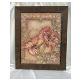 Framed  "Red Flower" Picture ~27 x 33