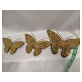 Set of 3 Brass Butterfly Wall Hangers