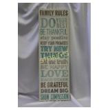 Art Canvas "Family Rules" ~12 x 36