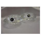 2 Crystal Candleholders - 4" Diameter