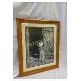 Framed "Amish boy at barn door" Print ~24x28