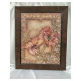 Framed  "Red Flower" Picture ~27 x 33