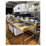 8' x 3' Butcher Block Work Table w/ S/S Dbl