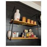 2 Tier Wood & Metal Pipe Wall Shelf ~40 x 13 x 40