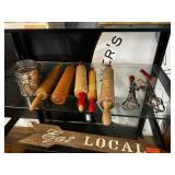 Antique Hand Whisks, Rolling Pins & Sifter