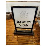 Wood Base 'Bakery Open' Sign ~2' x 40