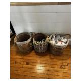 3 Wicker Baskets - 1 Handle Broken