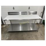 6' x 30 S/S Work Table w/ Poly Cutting Board Top
