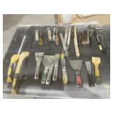 Lg Qty of Scrapers, Wire Brushes, Files, Etc.
