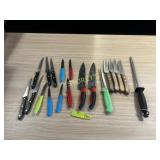 Asst. Knives, Sharpener ect.