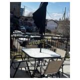 Patio Table w/ 4 Chairs & Umbrella w/base