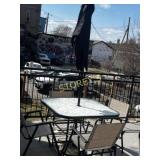 Patio Table w/ 4 Chairs & Umbrella w/base