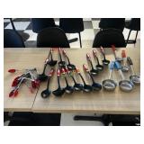 Qty of Red Handled Tongs, Ladles, Spoodles, Etc.