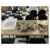Qty of Ladles Tongs Strainers etc