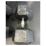 Precor 120lbs Rubber Hex Dumbbell