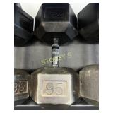 95lbs Rubber Hex Dumbbell