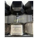 95lbs Rubber Hex Dumbbell
