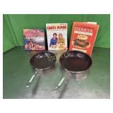 2 Frying Pans & Cook Books